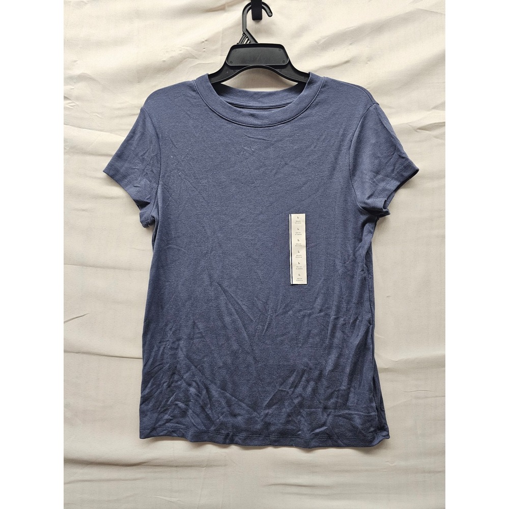A New Day Womens Short Sleeve Crewneck T-Shirt Blue Cotton Blend Size Large